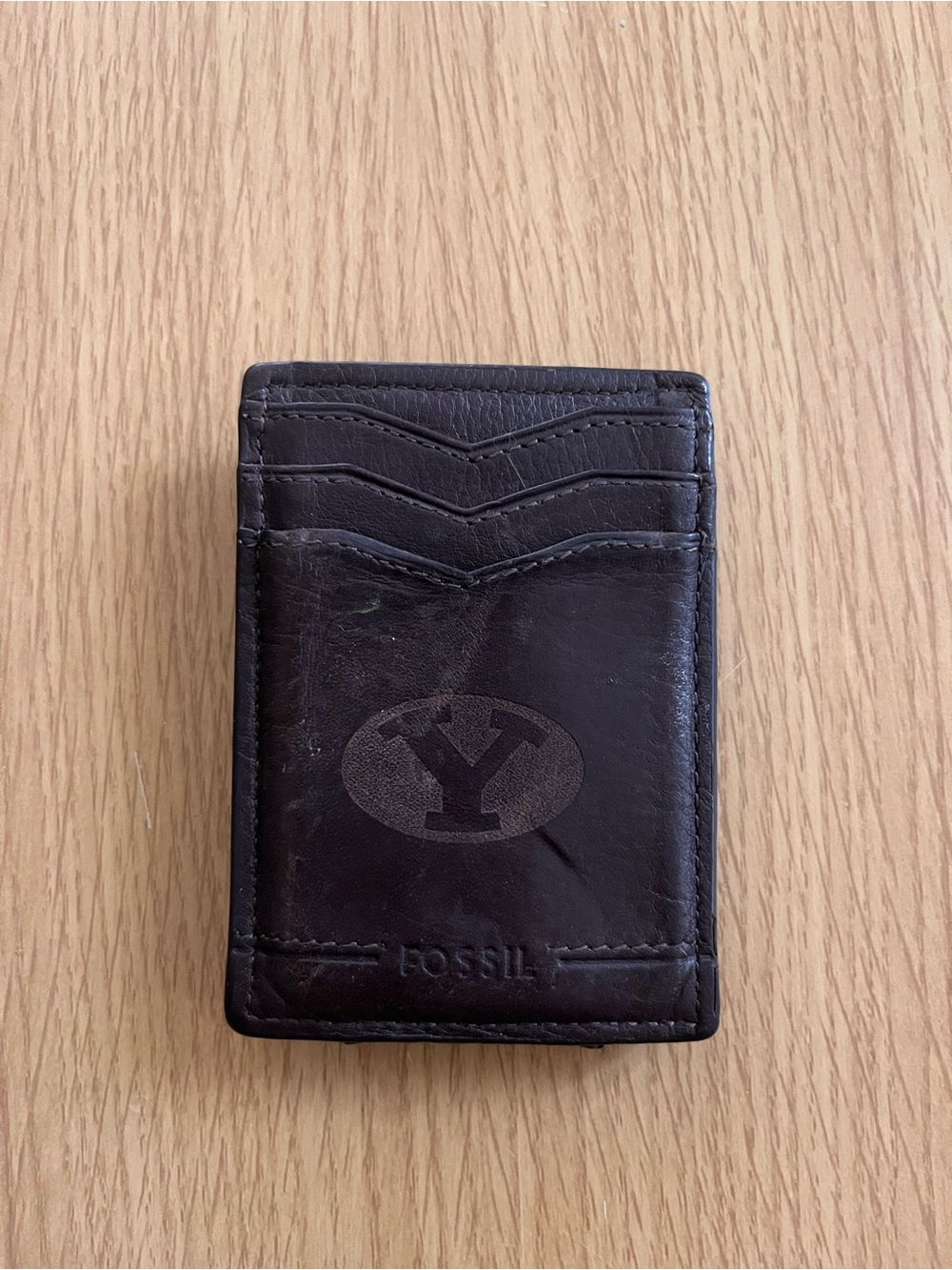Fossil BYU Leather Money Clip Wallet 🏈 Collegiate Front Pocket Card Case